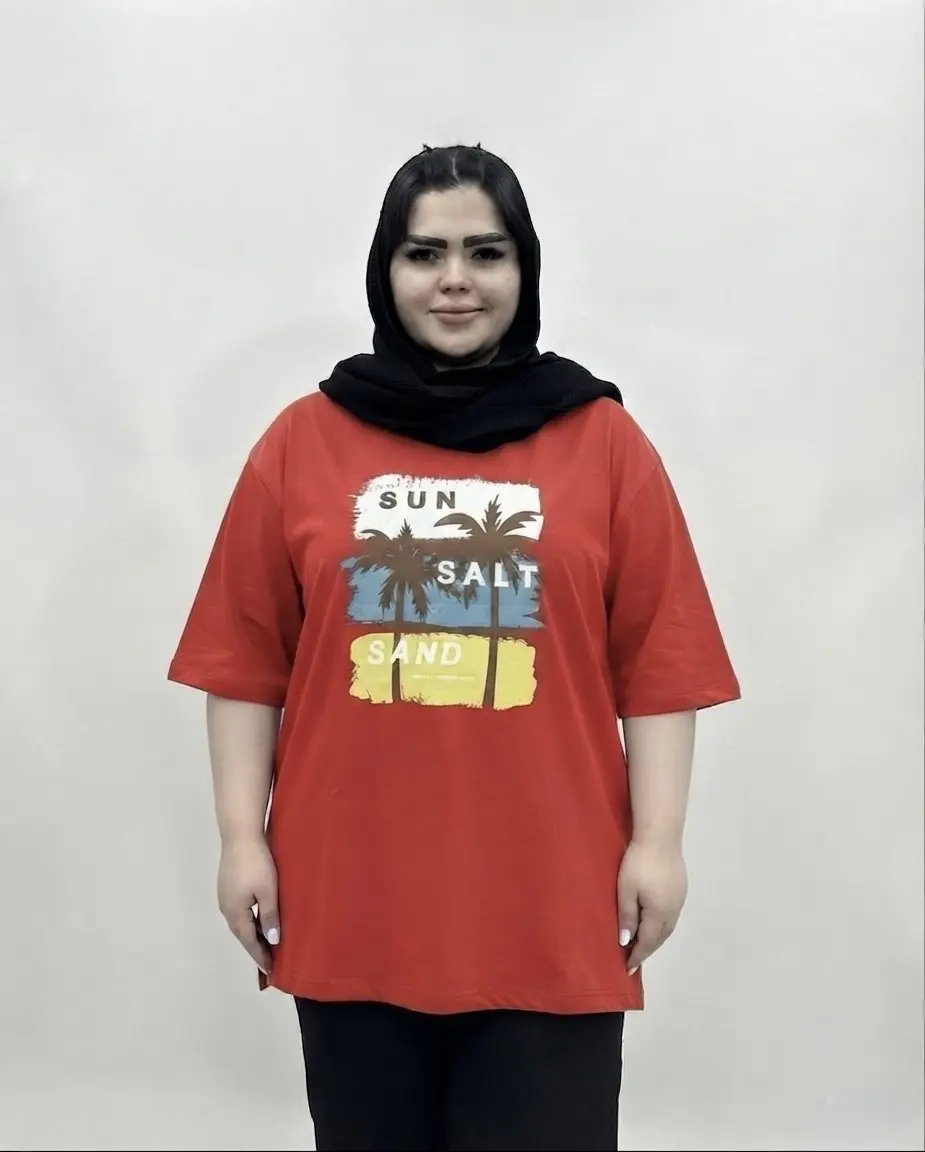 تیشرت سایز بزرگ زنانه طرح نخل